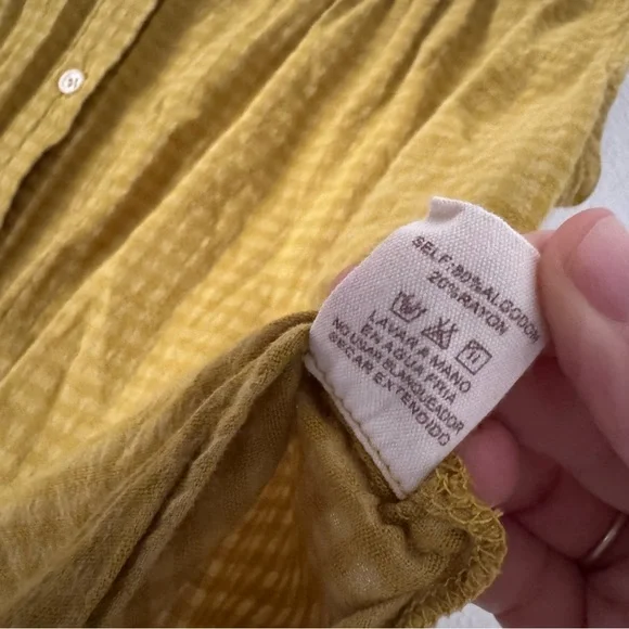 Anthropologie Checkered Tunic Hem Thread Medium Cottagecore Coastal Cowgirl Boho - Picture 8 of 14